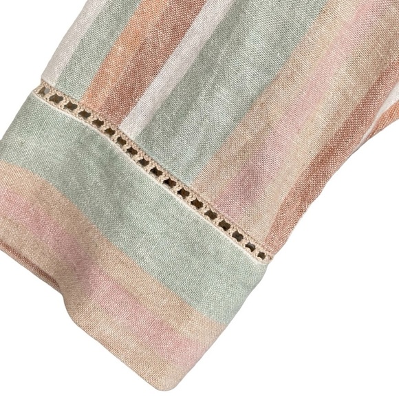 Soft Surroundings Arcata Maxi Dress TALL Medium Stripe Linen Rayon 3/4 Sleeve - Picture 4 of 10